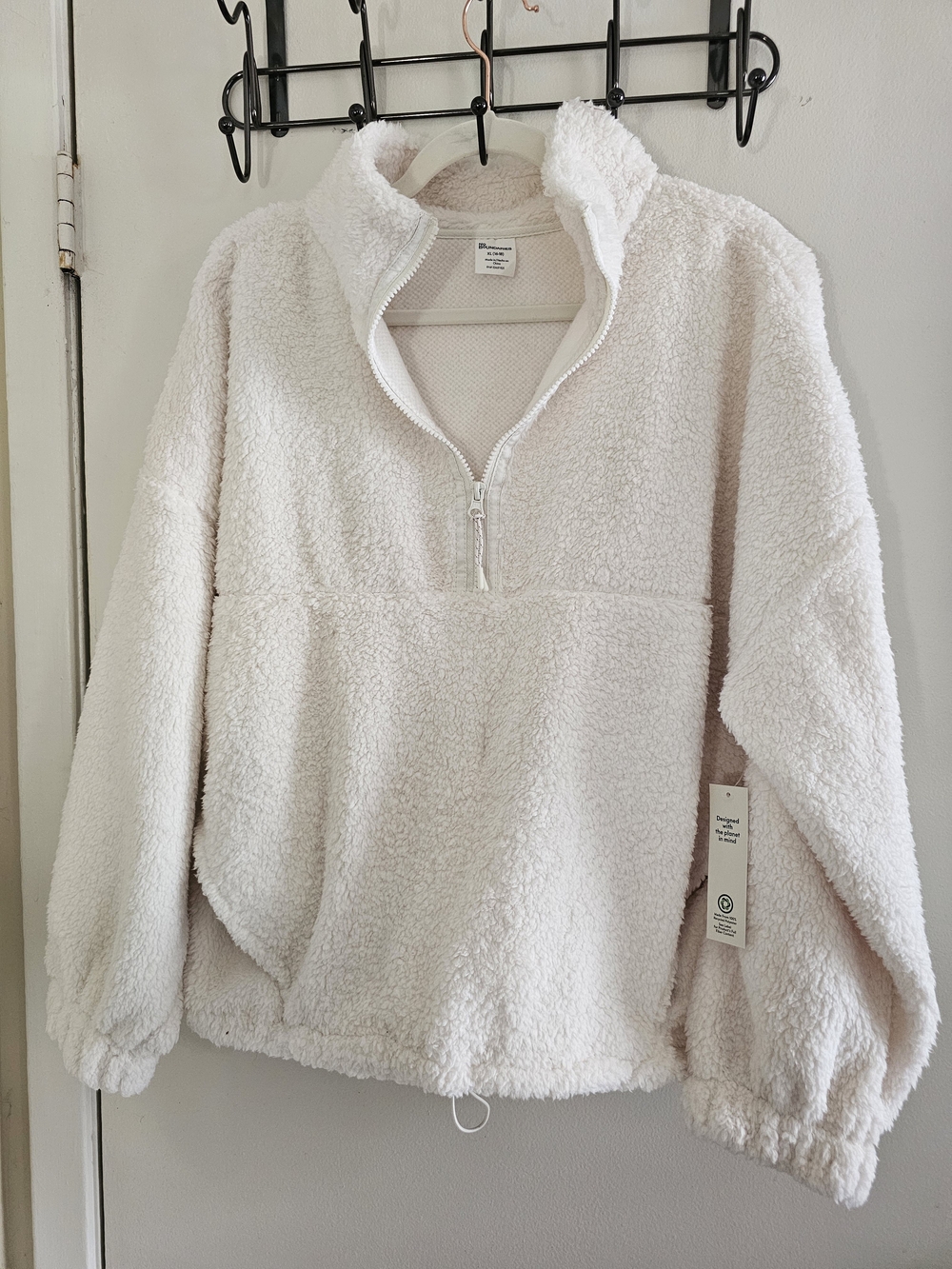No Boundaries Cream Sherpa Half-Zip Pullover - Picture 2 of 6